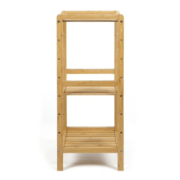30-inch Three Tier Free-Standing Bathroom Shelf, 30 lbs. Capacity, Bamboo