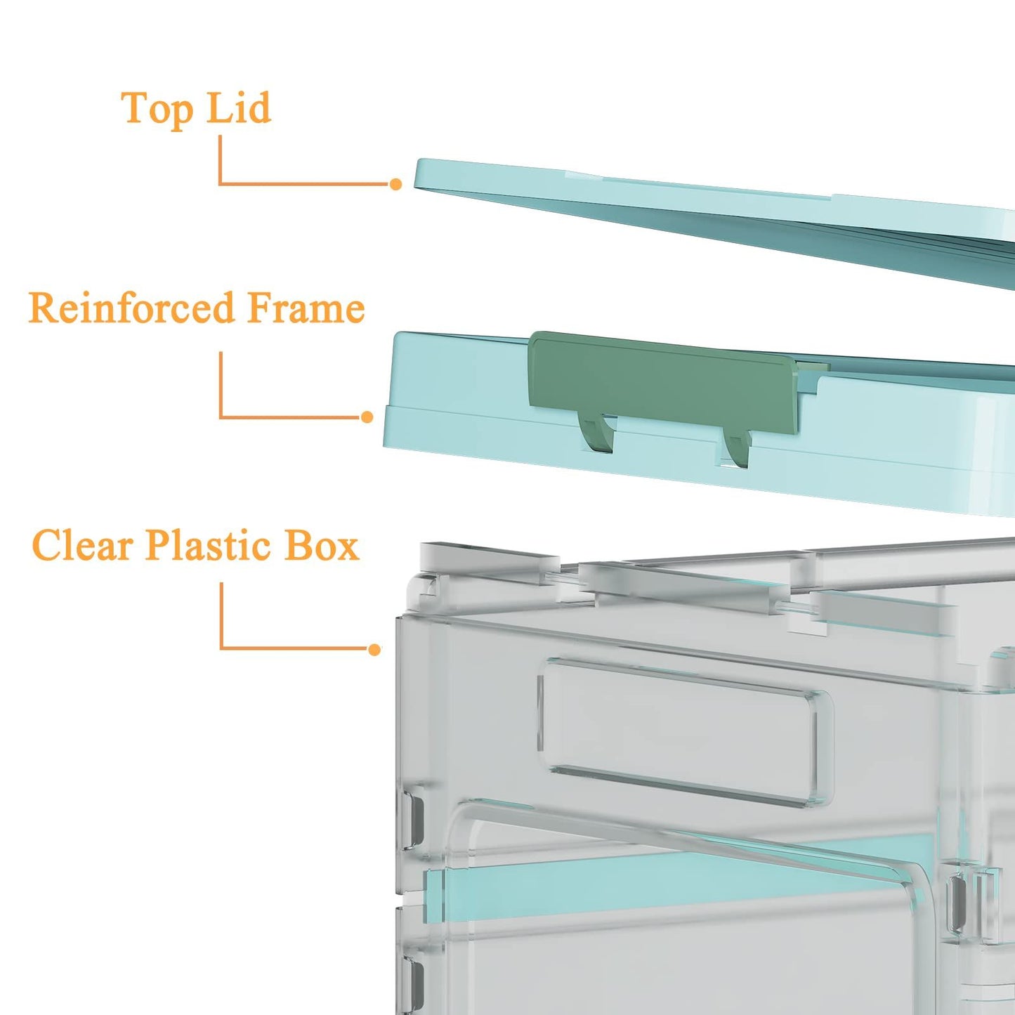 2 Pack Collapsible Storage Bins with Lids, Clear Plastic Foldable Storage Box, Stackable Storage Containers for Organizing, White