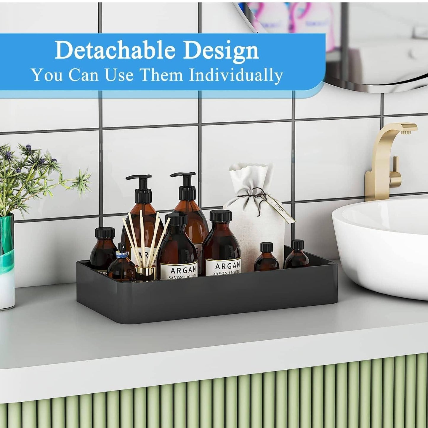 2 sets Under Sink Organizers and Storage Bathroom Organizer Under Sink, Pull Out Cabinet Organizer for Kitchen Bathroom Sink Storage, Pack of 2-layer storage racks in black
