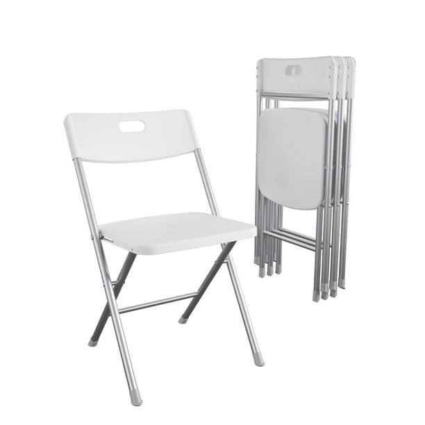Resin Seat & Back Folding Chair, Black, 4 Count