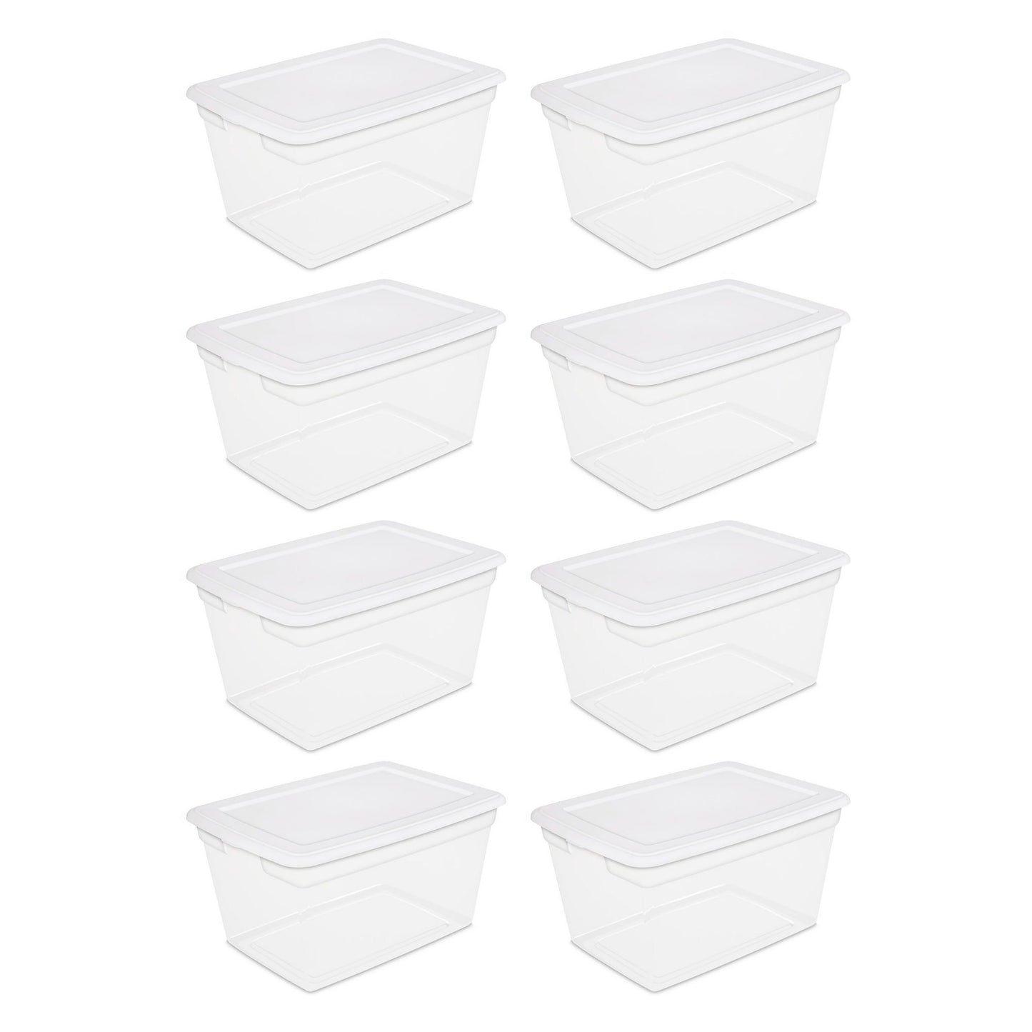 58 Qt Storage Box Clear Base White Lid Set of 8