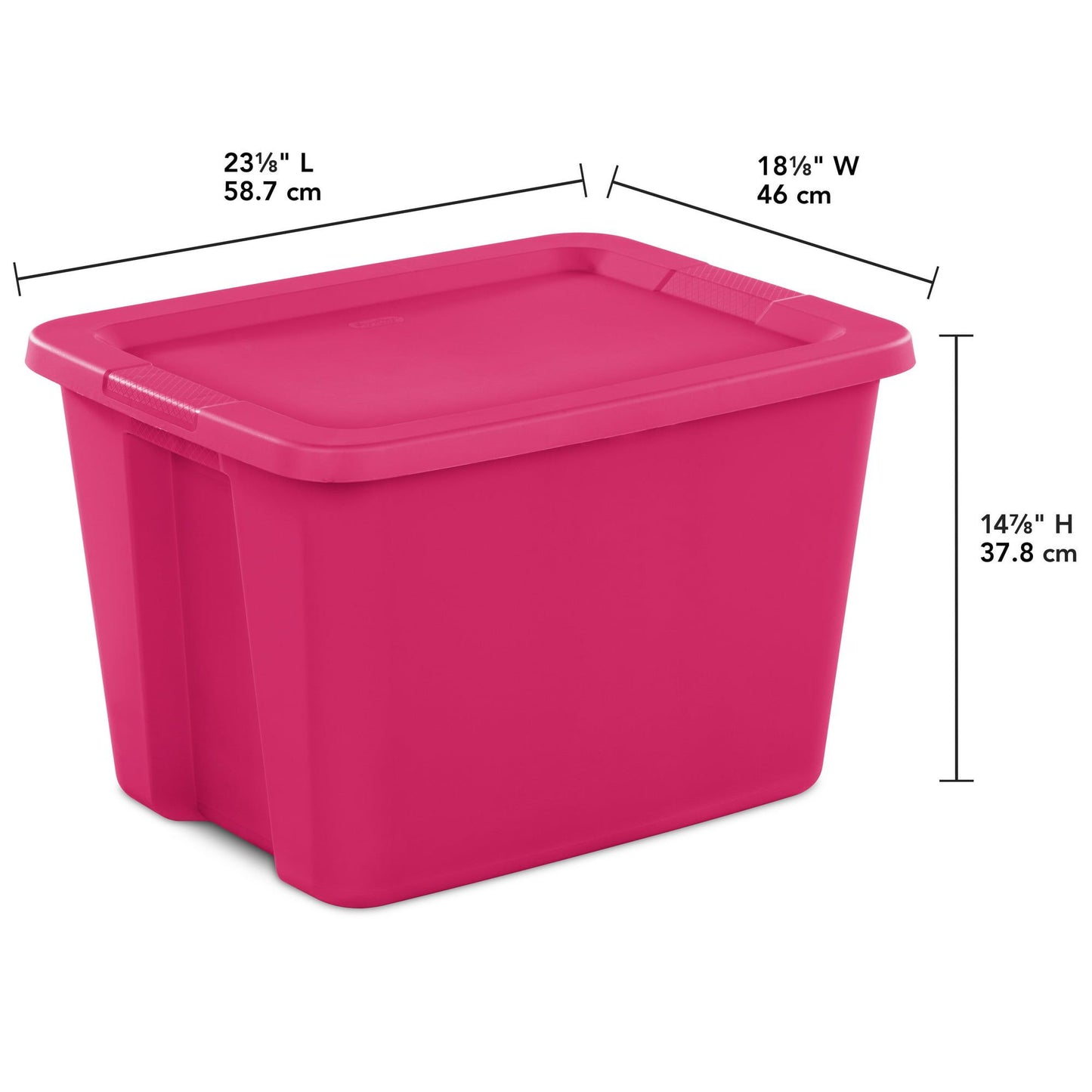 18 Gallon Tote Box Plastic, Fuchsia Burst, Set of 8