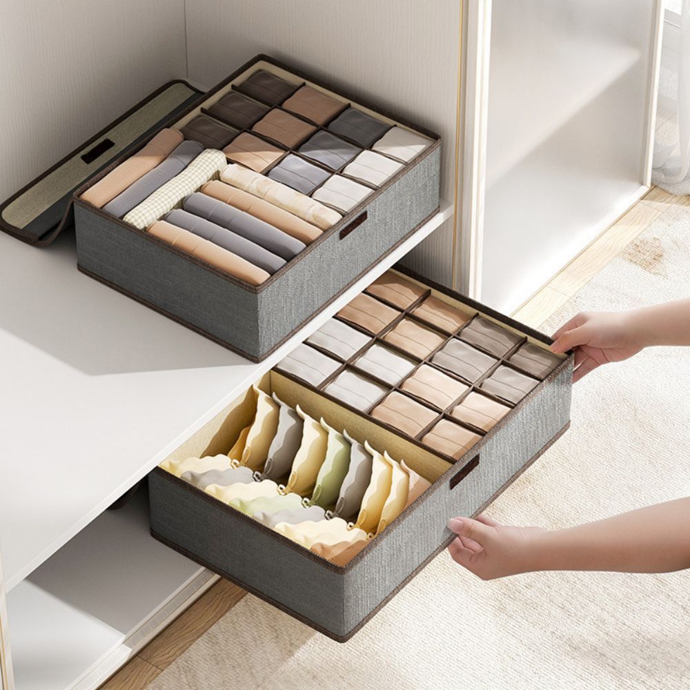 Household Large Capacity Compartment Storage Box With Lid, Three In One Drawer Style Underwear, Underwear, Socks Storage Box, Sorting Box