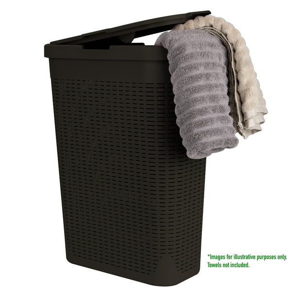 40 Liter Slim Laundry Basket with Cutout Handles & Lid