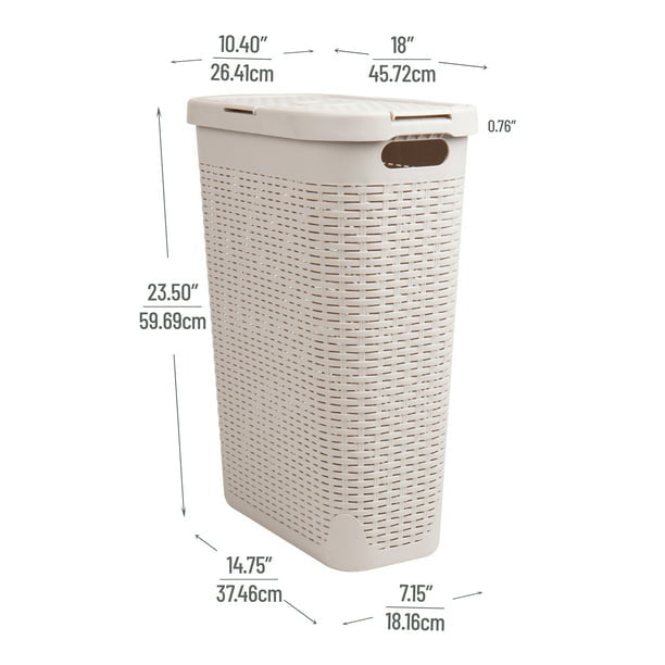 40 Liter Slim Laundry Basket with Cutout Handles & Lid