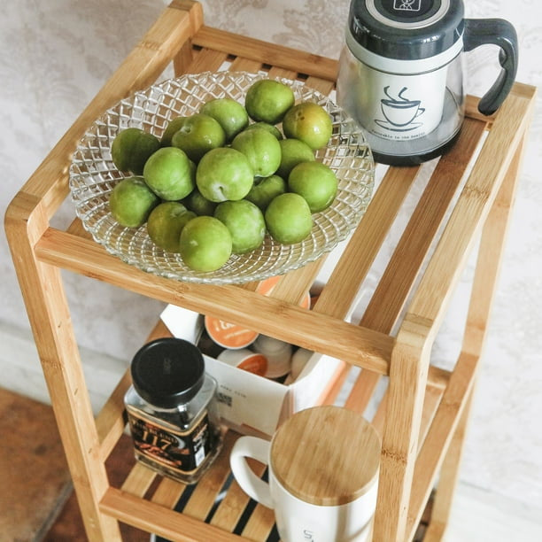 30-inch Three Tier Free-Standing Bathroom Shelf, 30 lbs. Capacity, Bamboo