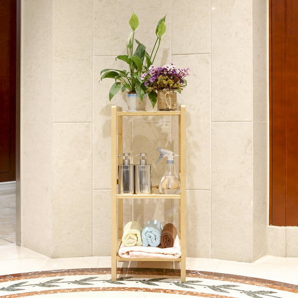 30-inch Three Tier Free-Standing Bathroom Shelf, 30 lbs. Capacity, Bamboo