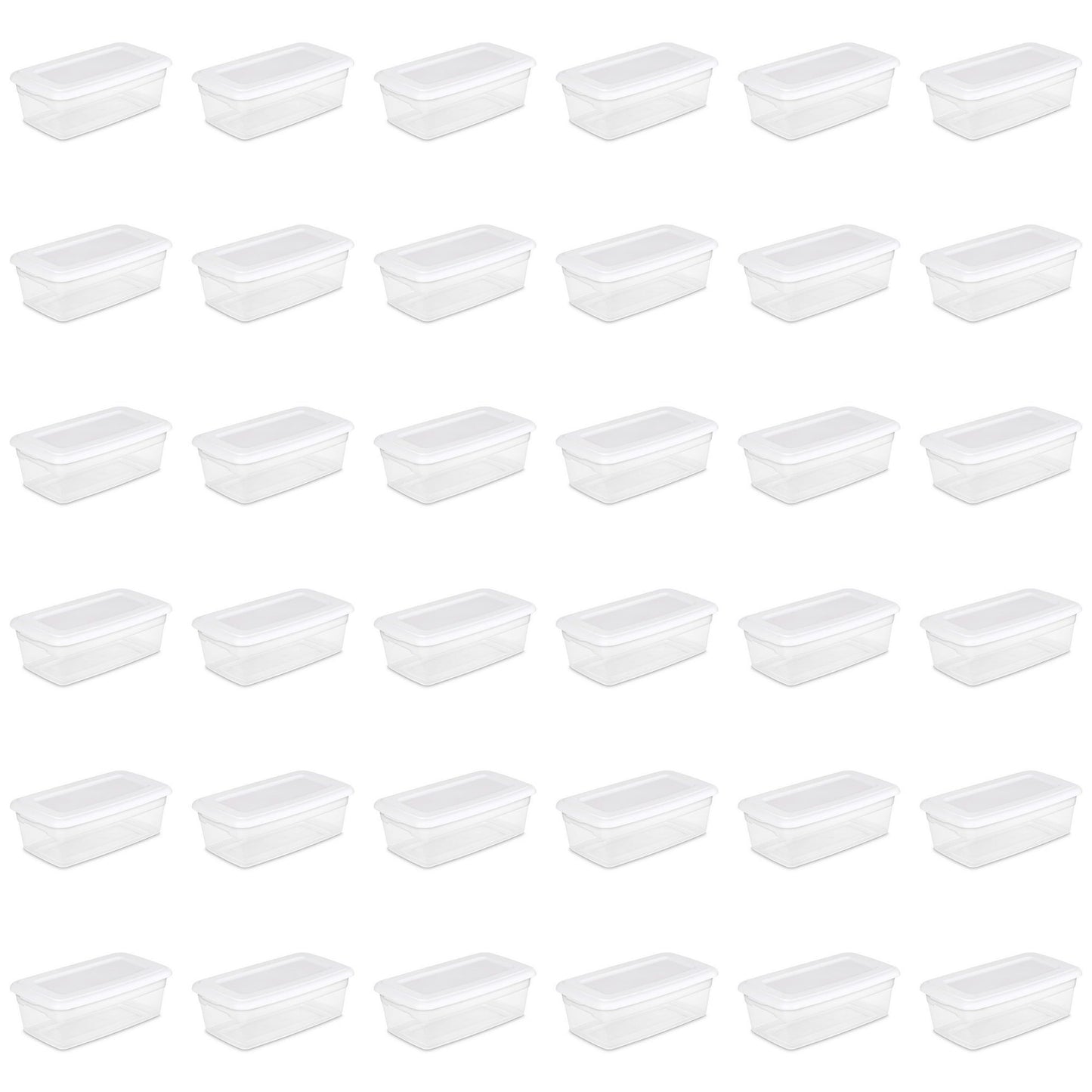 6 Qt. Storage Box Plastic, White, Set of 36