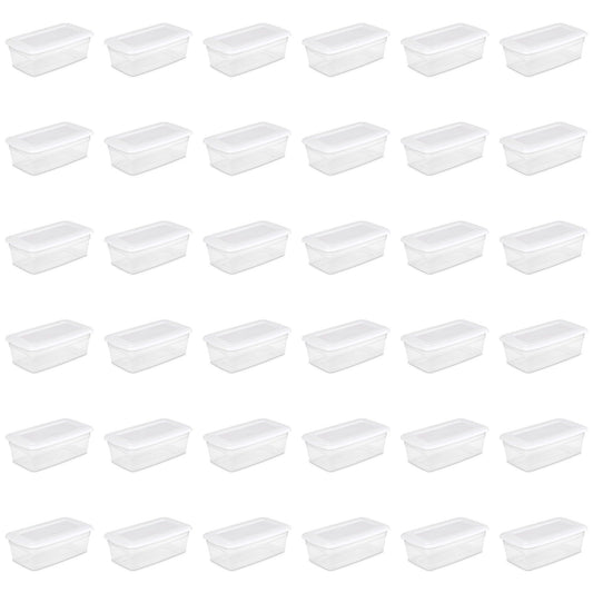 6 Qt. Storage Box Plastic, White, Set of 36