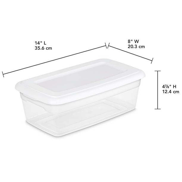 6 Qt. Storage Box Plastic, White, Set of 36