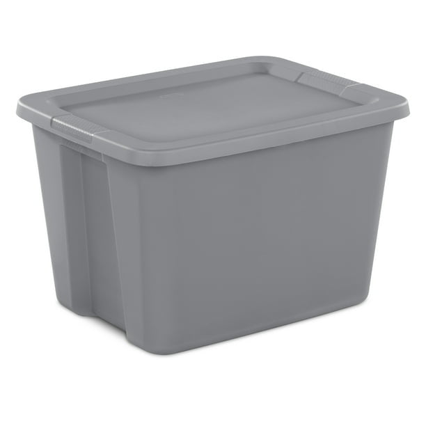 18 Gallon Tote Box Plastic, Gray, Set of 8
