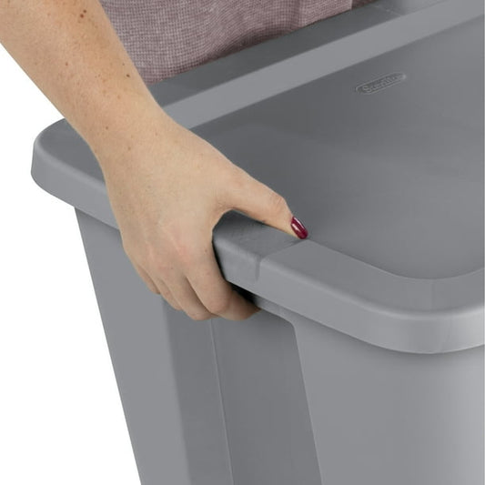 18 Gallon Tote Box Plastic, Gray, Set of 8