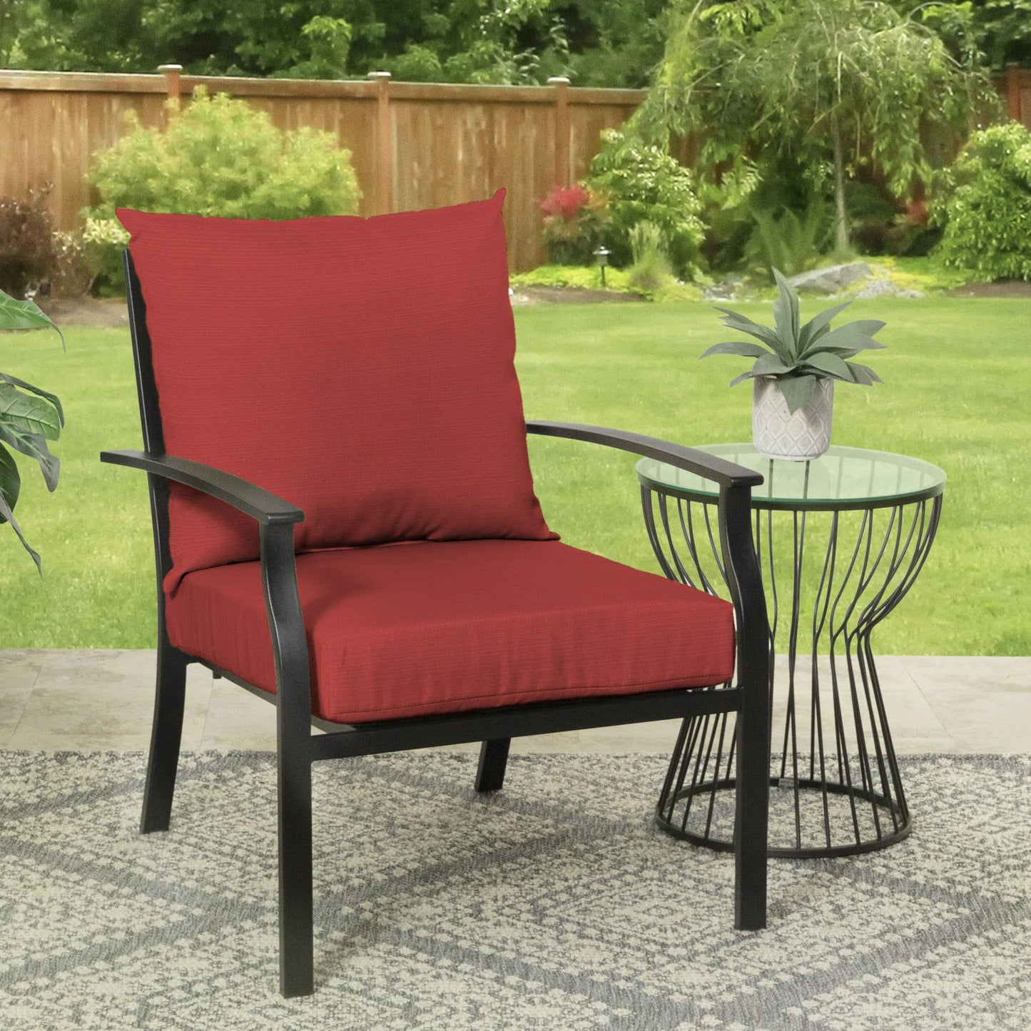 45" x 22.75" Solid Tan Rectangle Outdoor 2-Piece Deep Seat Cushion