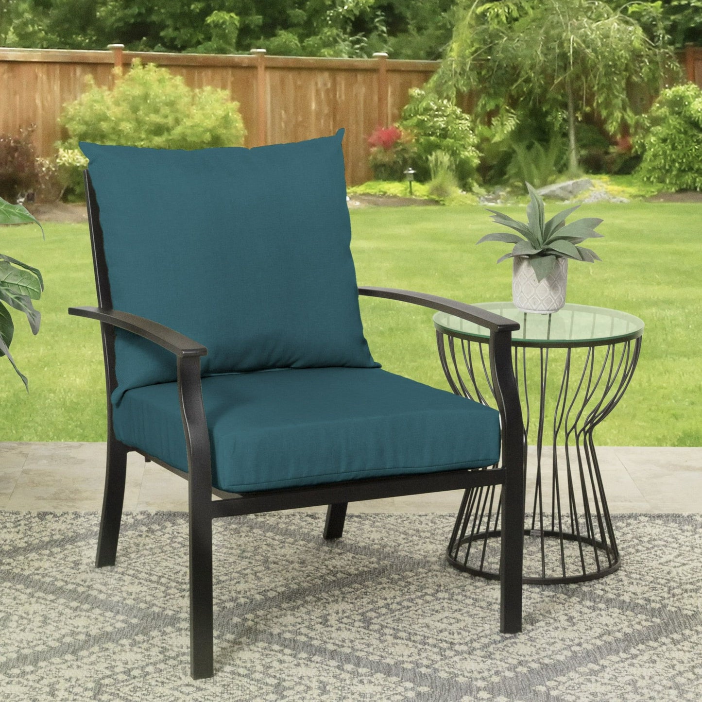 45" x 22.75" Solid Tan Rectangle Outdoor 2-Piece Deep Seat Cushion