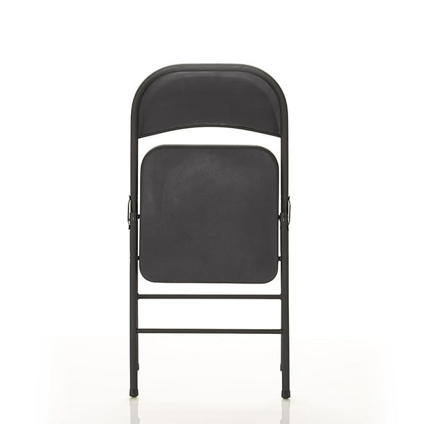 Steel Folding Chair (4 Pack), Black and Beige