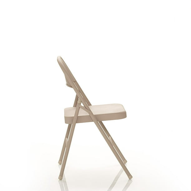 Steel Folding Chair (4 Pack), Black and Beige
