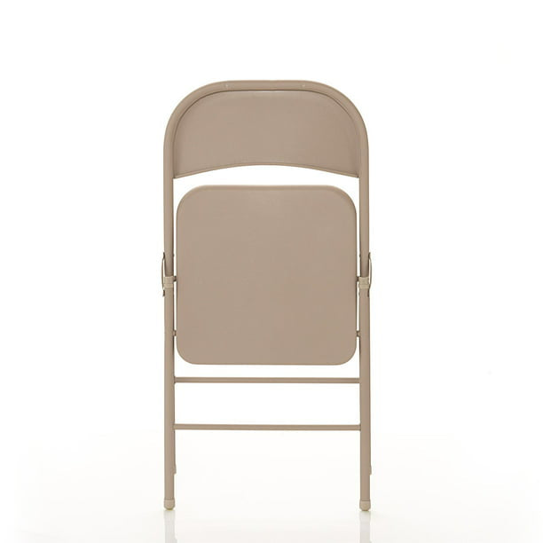 Steel Folding Chair (4 Pack), Black and Beige