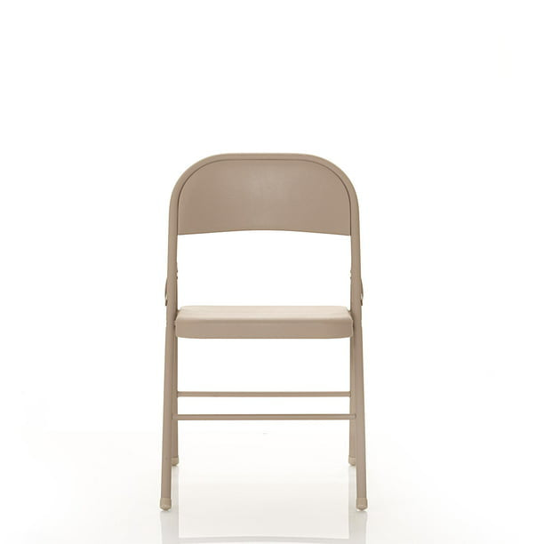 Steel Folding Chair (4 Pack), Black and Beige
