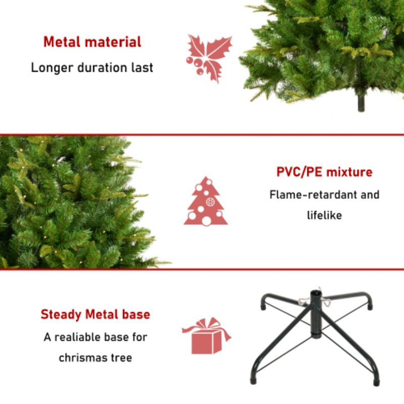 6 -foot artificial Christmas tree, with 1079 cutting -edge, 260LED, no light hinge cloud fir PVC/PE Christmas tree, suitable for indoor and outdoor