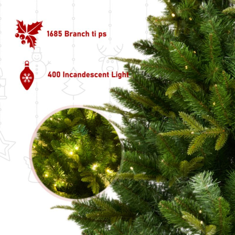 7.5 feet of artificial Christmas tree, with 1685 cutting -edge, 400LED, no light hinge cloud fir PVC/PE Christmas tree, suitable for indoor and outdoor