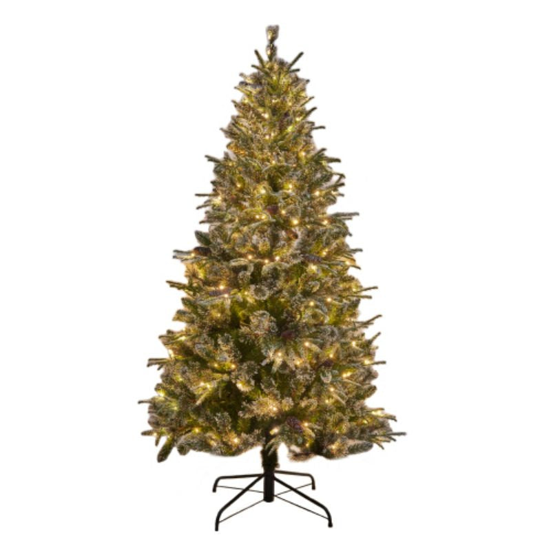 The best choice product 6 -foot pre -decoration Yunshan hinge artificial mixed PE/PVC Christmas tree, with 1273 pointed, 29 pine cones, 240 lights, metal bases