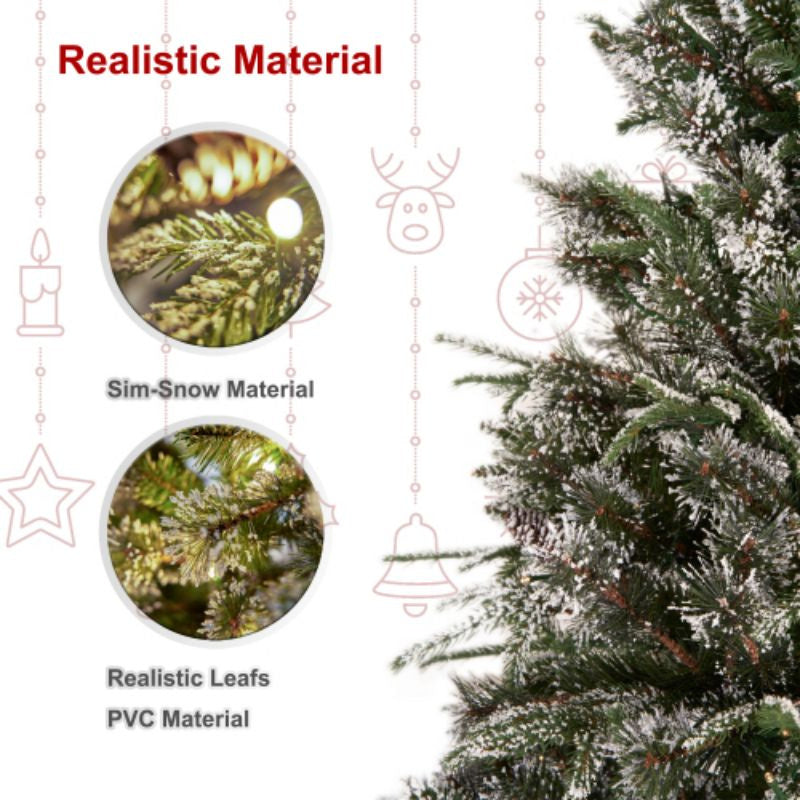 The best choice product 6 -foot pre -decoration Yunshan hinge artificial mixed PE/PVC Christmas tree, with 1273 pointed, 29 pine cones, 240 lights, metal bases