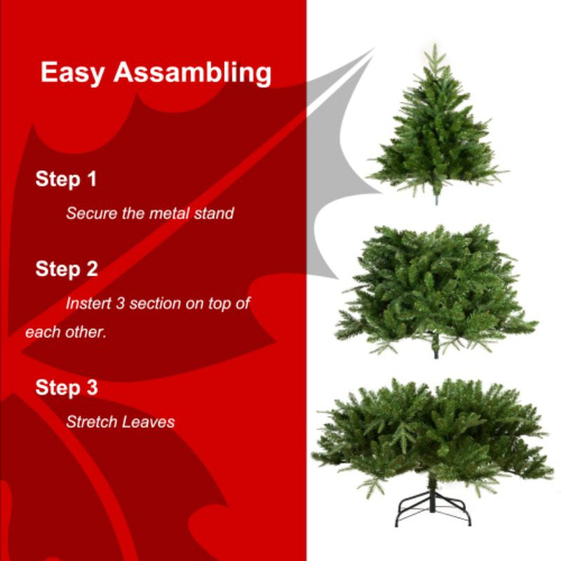 6 -foot artificial Christmas tree with 1,600 cutting -edge, no light, no light hinged cloud fir PVC/PE Christmas tree, suitable for indoor and outdoor