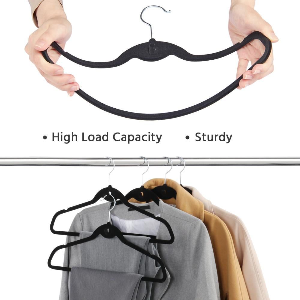 Non Slip Velvet Clothing Hangers, 100 Pack, Black