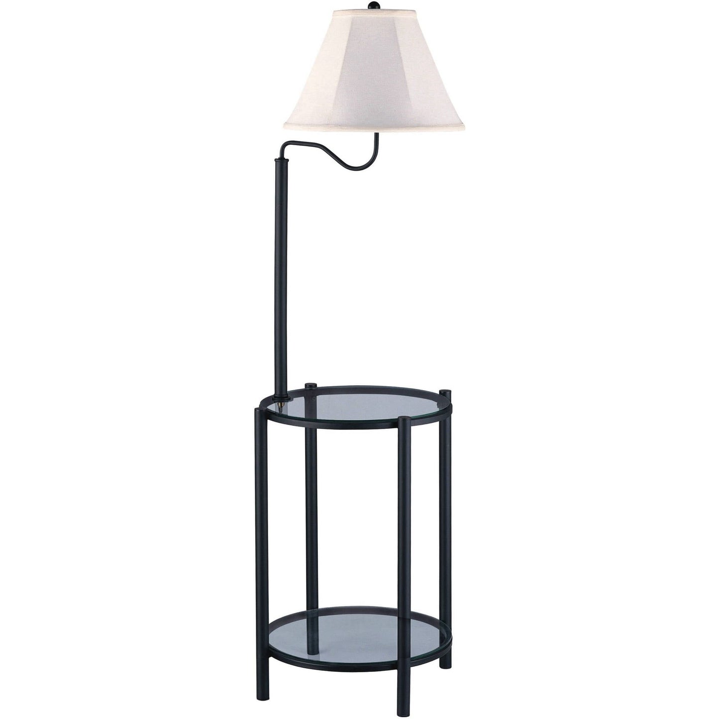 Glass End Table Floor Lamp, Matte Black