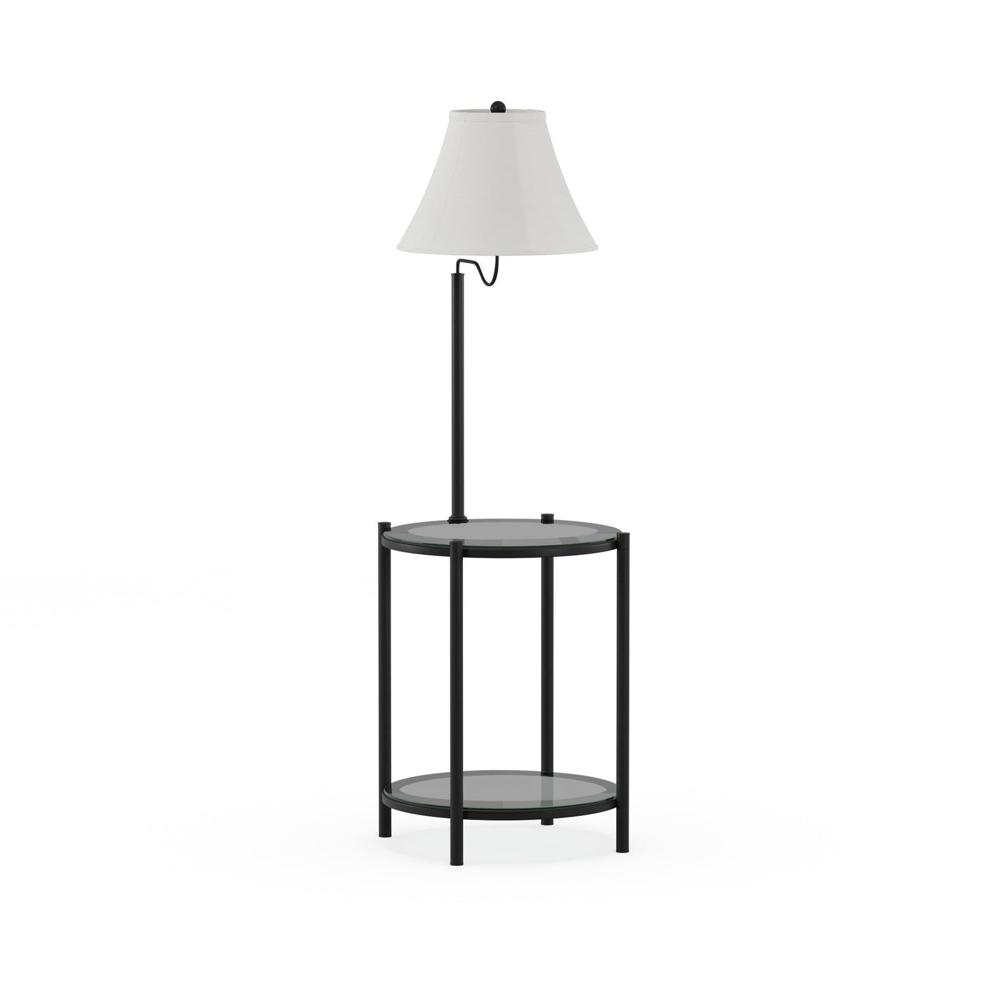 Glass End Table Floor Lamp, Matte Black
