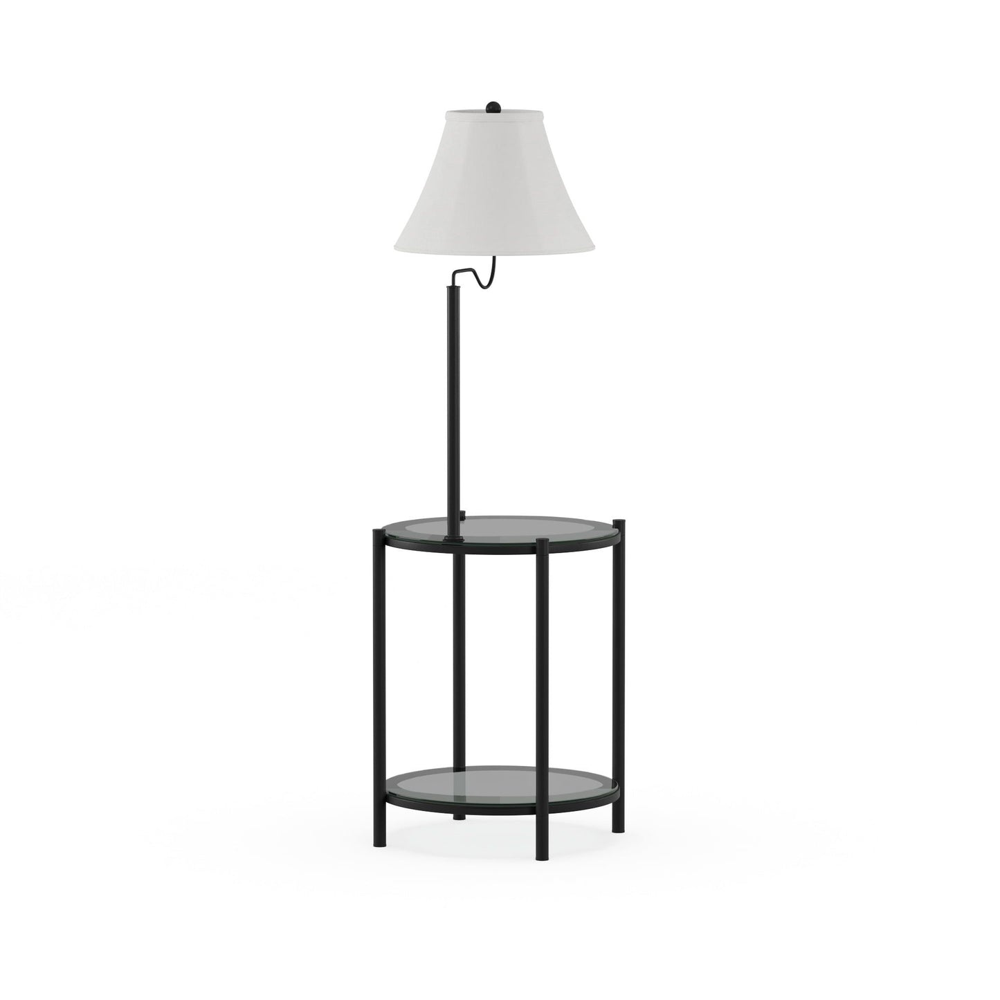Glass End Table Floor Lamp, Matte Black