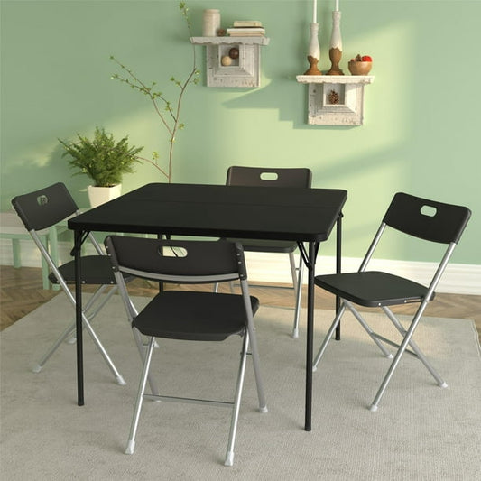 Resin Seat & Back Folding Chair, Black, 4 Count