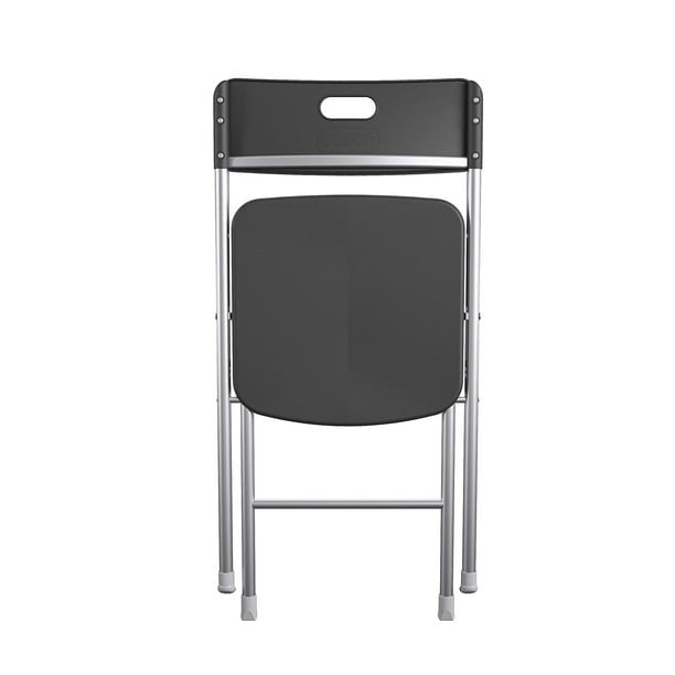 Resin Seat & Back Folding Chair, Black, 4 Count