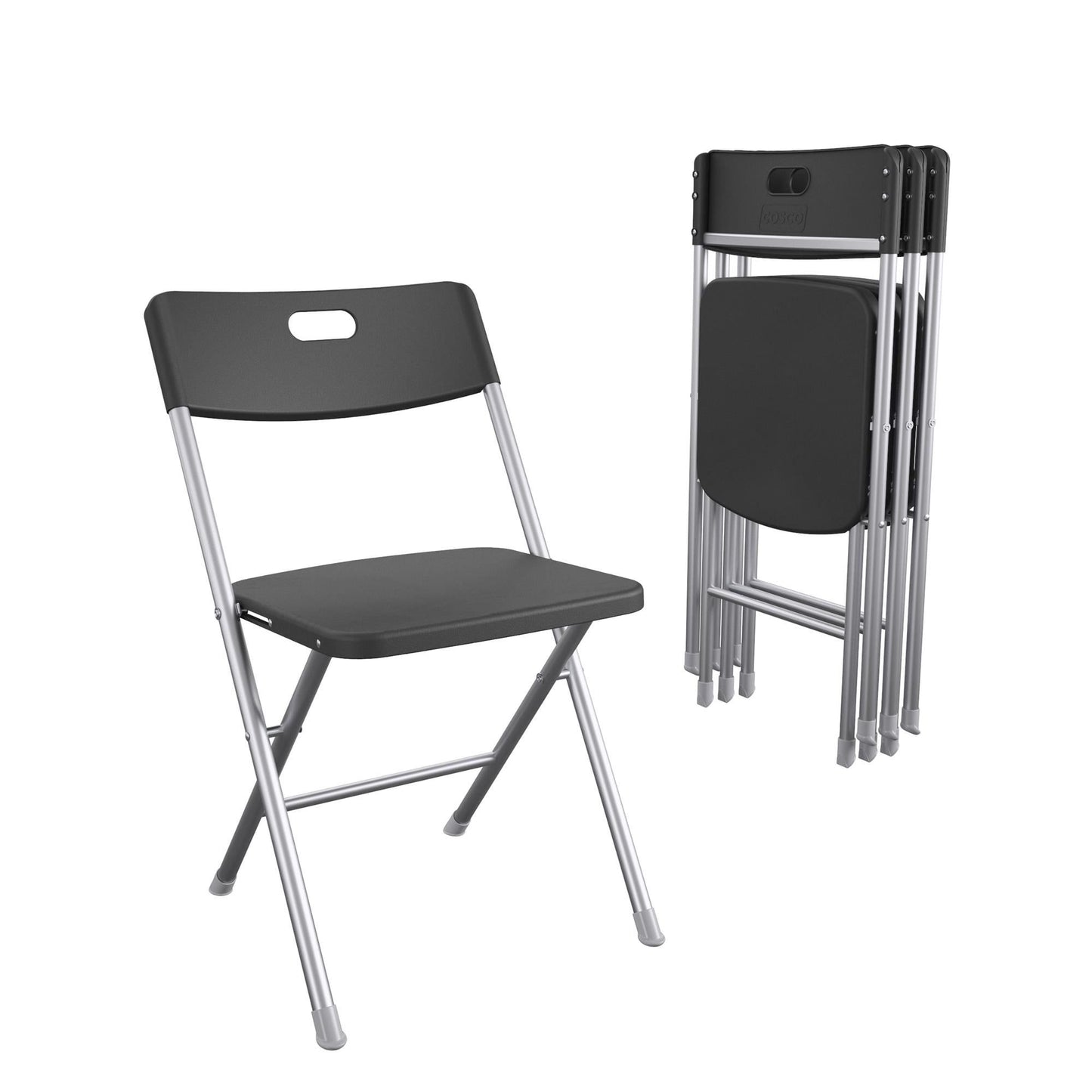 Resin Seat & Back Folding Chair, Black, 4 Count