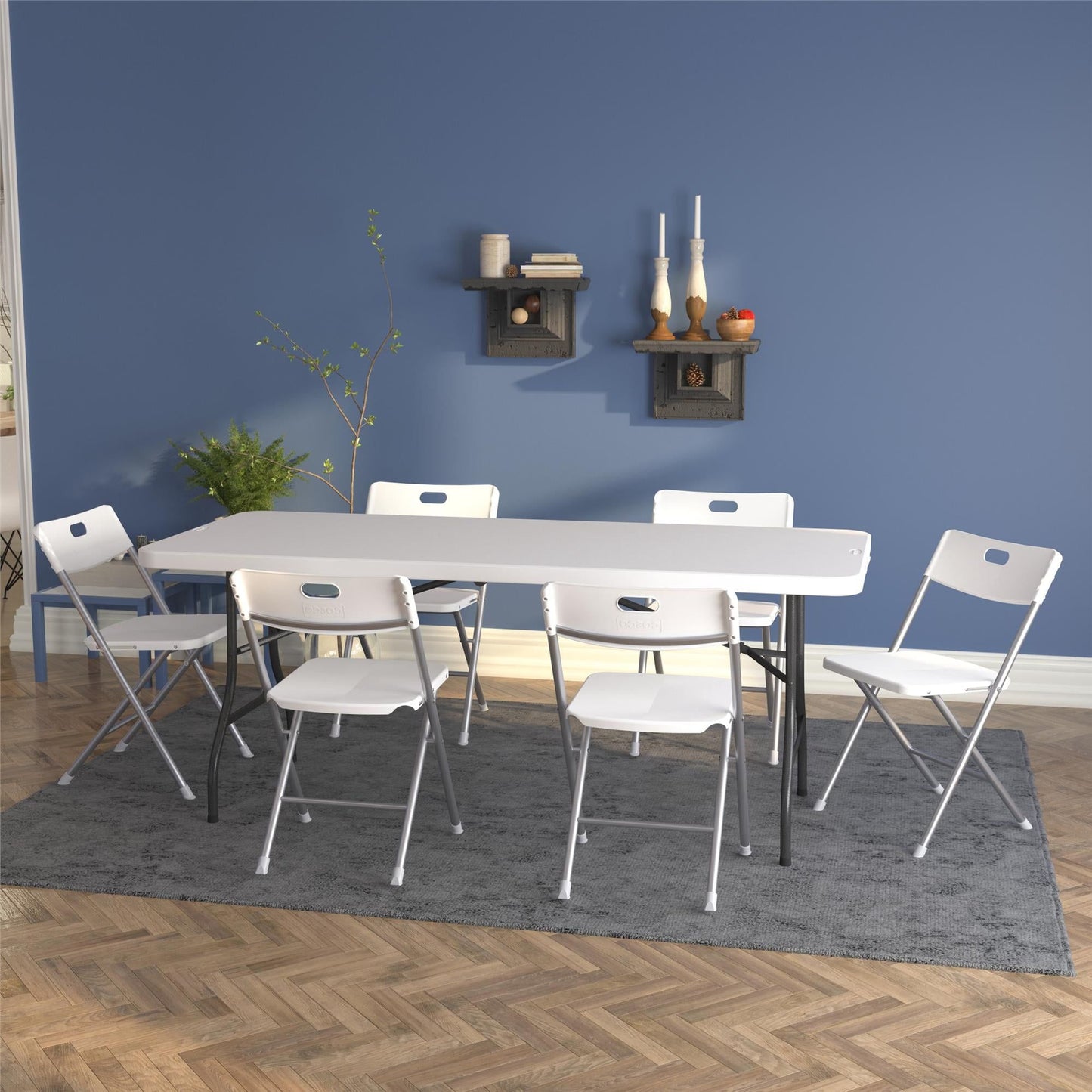 Resin Seat & Back Folding Chair, Black, 4 Count