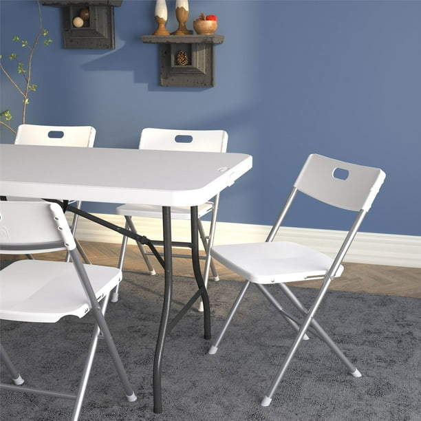 Resin Seat & Back Folding Chair, Black, 4 Count