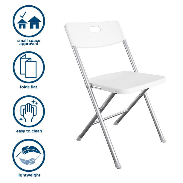 Resin Seat & Back Folding Chair, Black, 4 Count