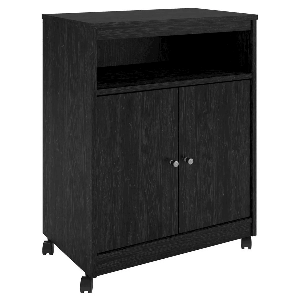 Two Door One Drawer Four Wheel Microwave Cart