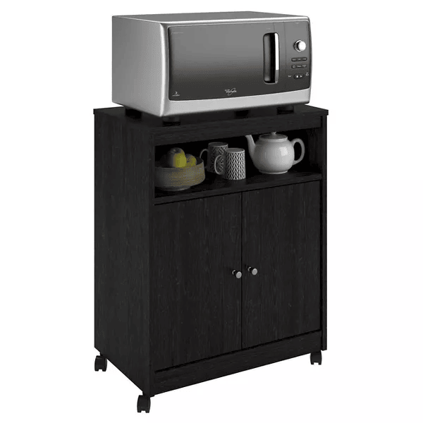 Two Door One Drawer Four Wheel Microwave Cart