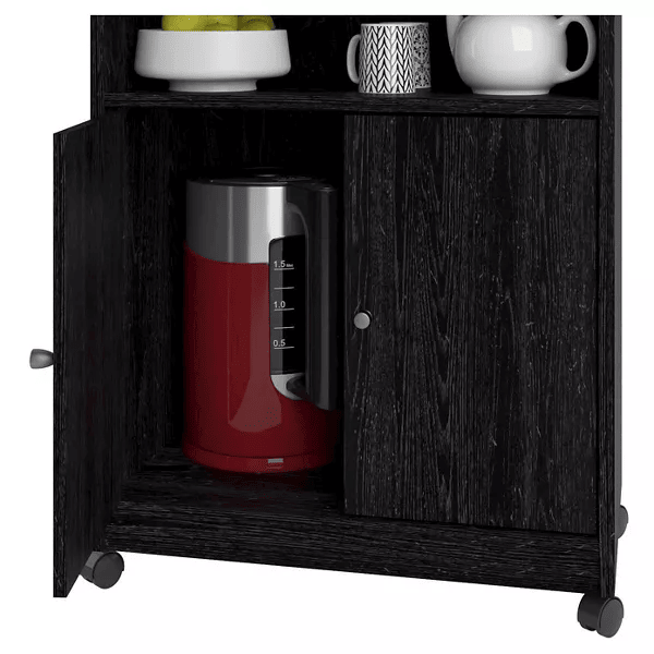 Two Door One Drawer Four Wheel Microwave Cart