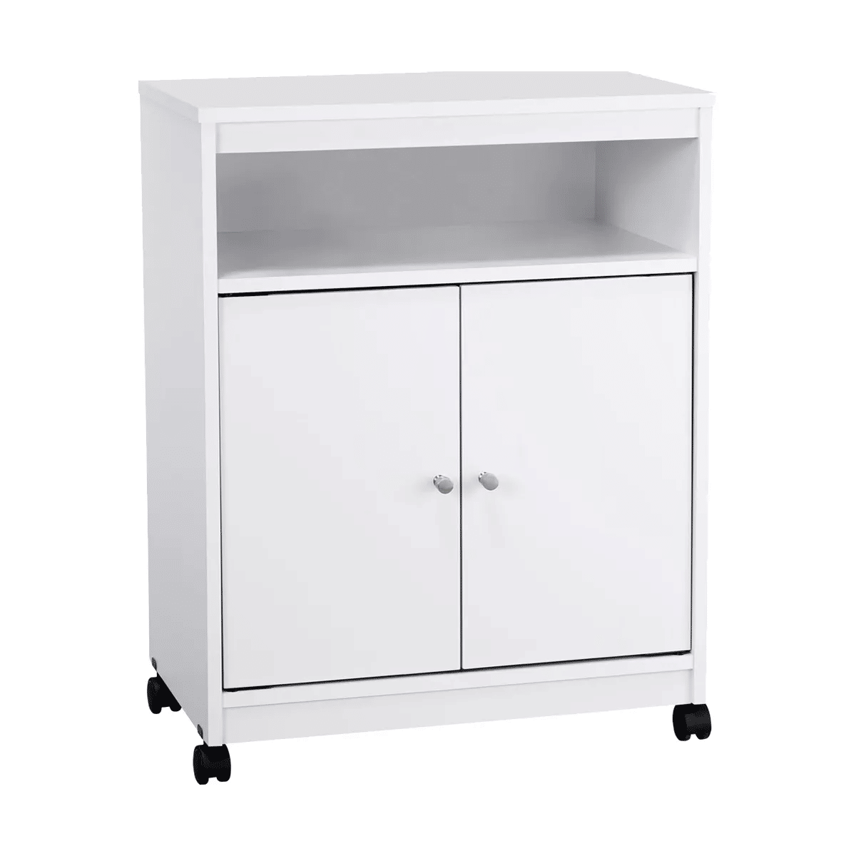 Two Door One Drawer Four Wheel Microwave Cart