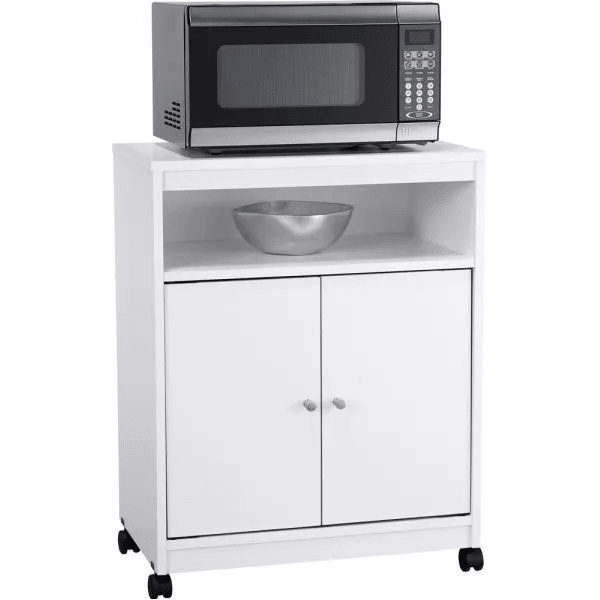 Two Door One Drawer Four Wheel Microwave Cart