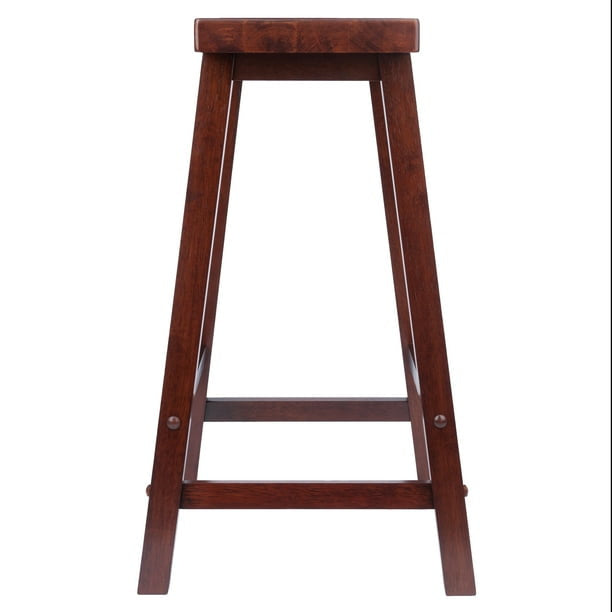 Wood Satori Saddle Seat Counter Stool, Walnut Finish