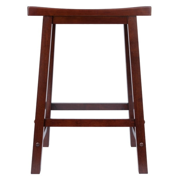 Wood Satori Saddle Seat Counter Stool, Walnut Finish