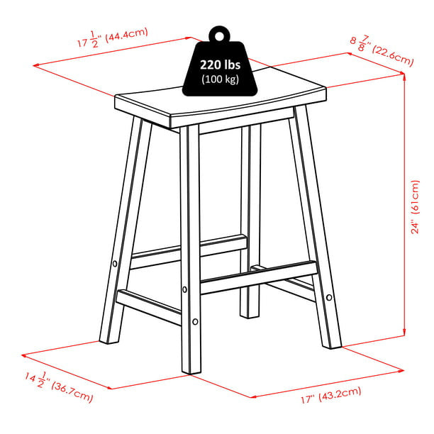 Wood Satori Saddle Seat Counter Stool, Walnut Finish