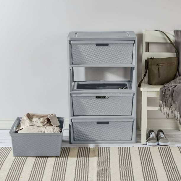 4 Drawer Cross-Weave Tower Cement
