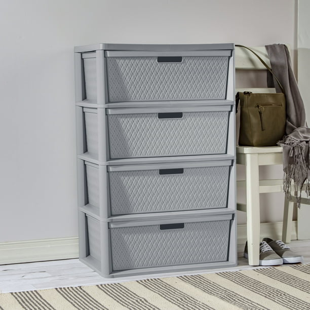 4 Drawer Cross-Weave Tower Cement