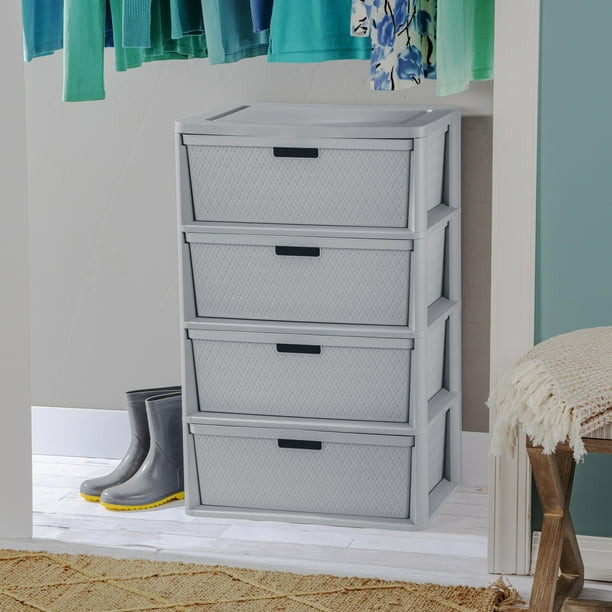 4 Drawer Cross-Weave Tower Cement