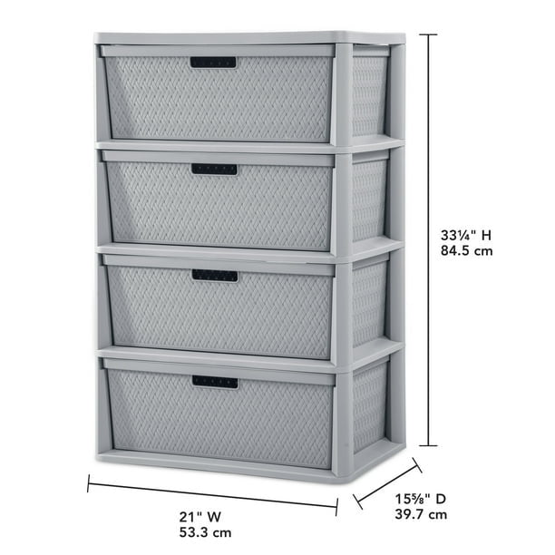 4 Drawer Cross-Weave Tower Cement