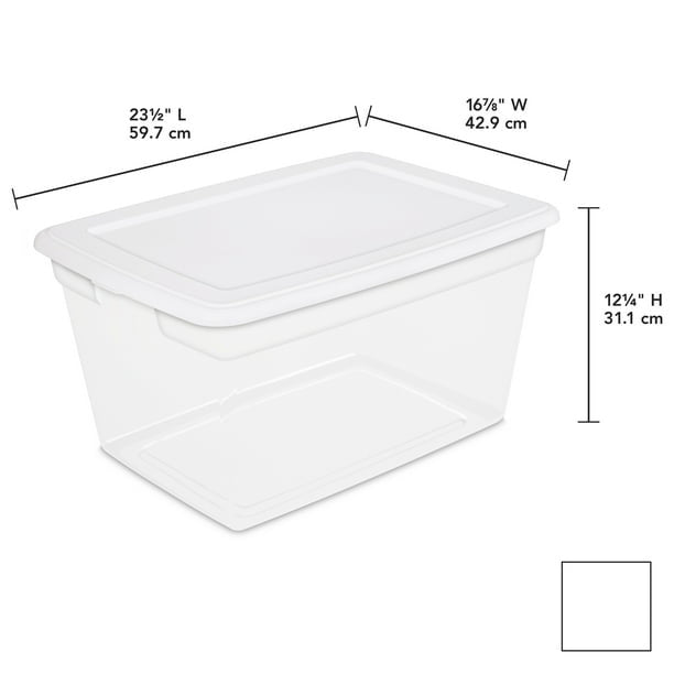 58 Qt Storage Box Clear Base White Lid Set of 8